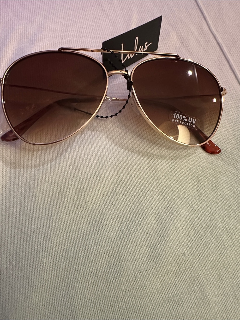 Lulu's Gold Frame Brown Lens Aviator Sunglasses - Women